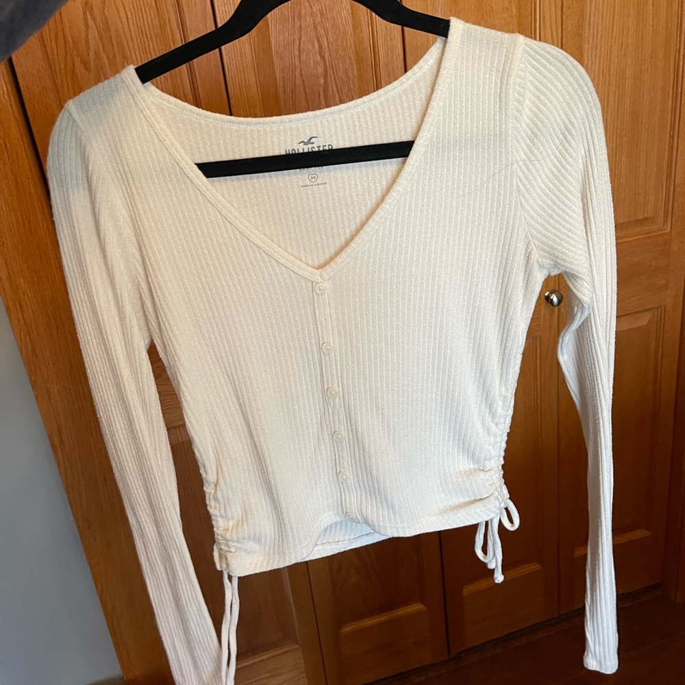 Hollister Cream Button-Down Sweater